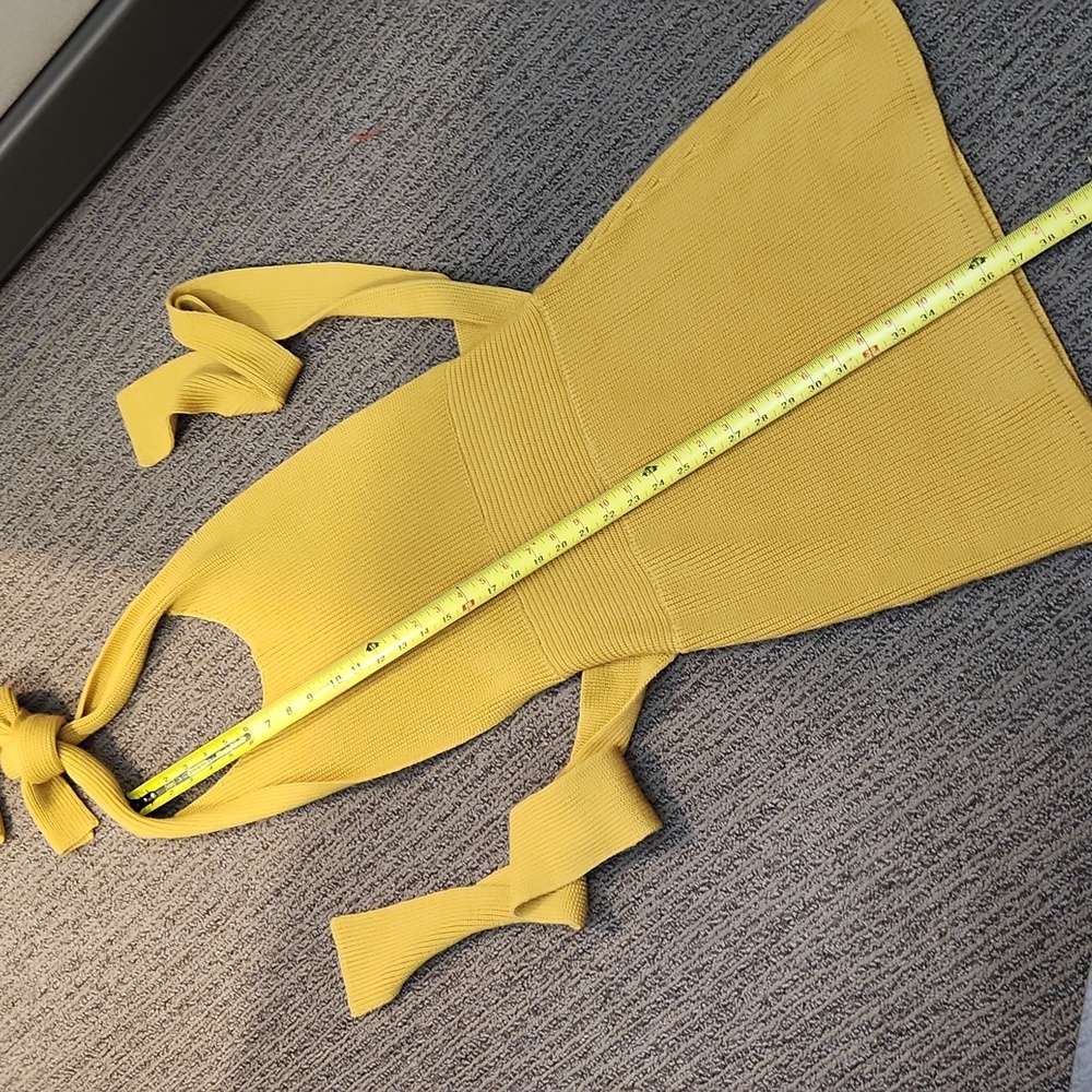 Free People Mustard Yellow Knit Bow Strap Dress - Picture 10 of 16